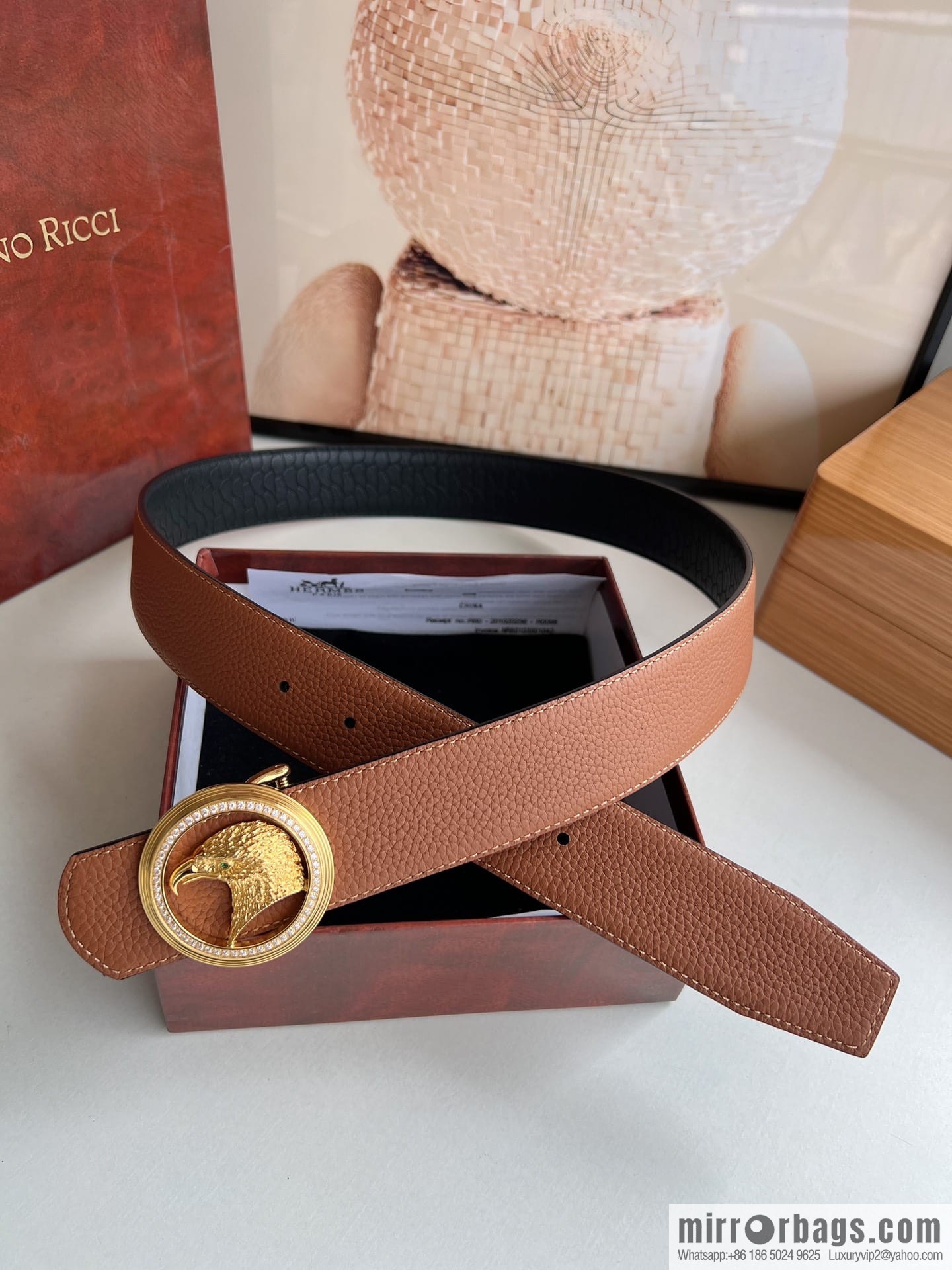 Stefano. Ricci Stephen, Selected Cowhide Press Textured Belt 3.8cm