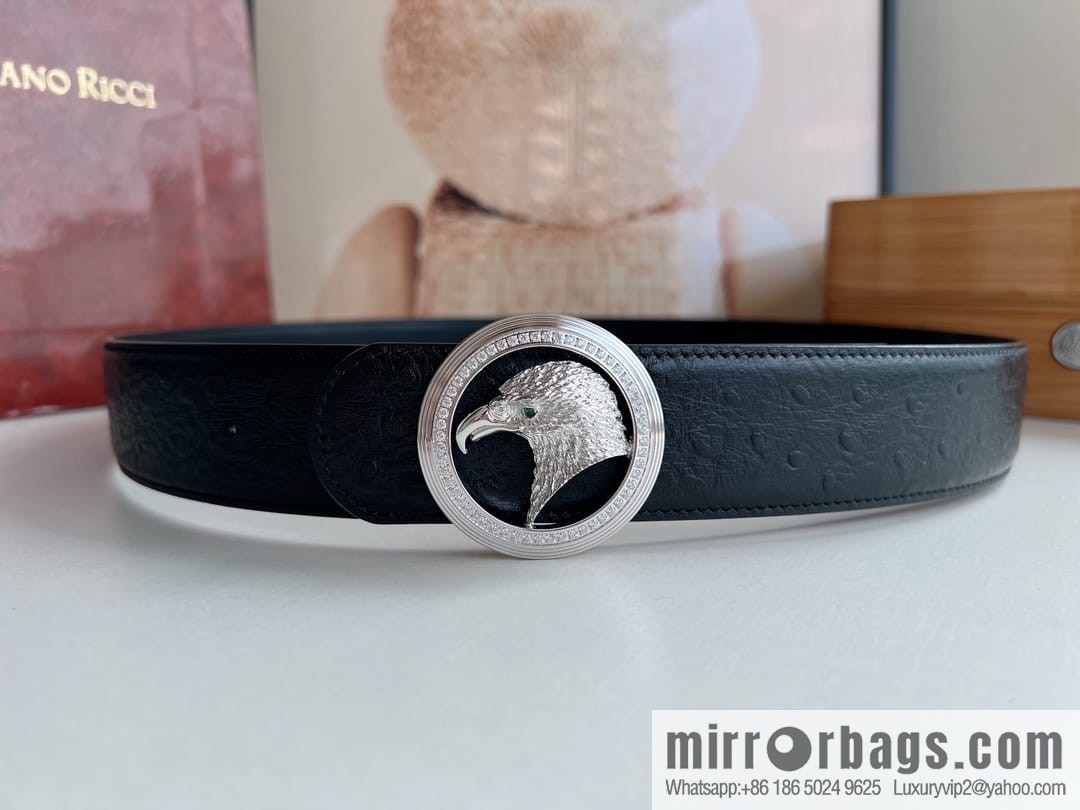 Stefano. Ricci Stephen, Selected Cowhide Press Textured Belt 3.8cm