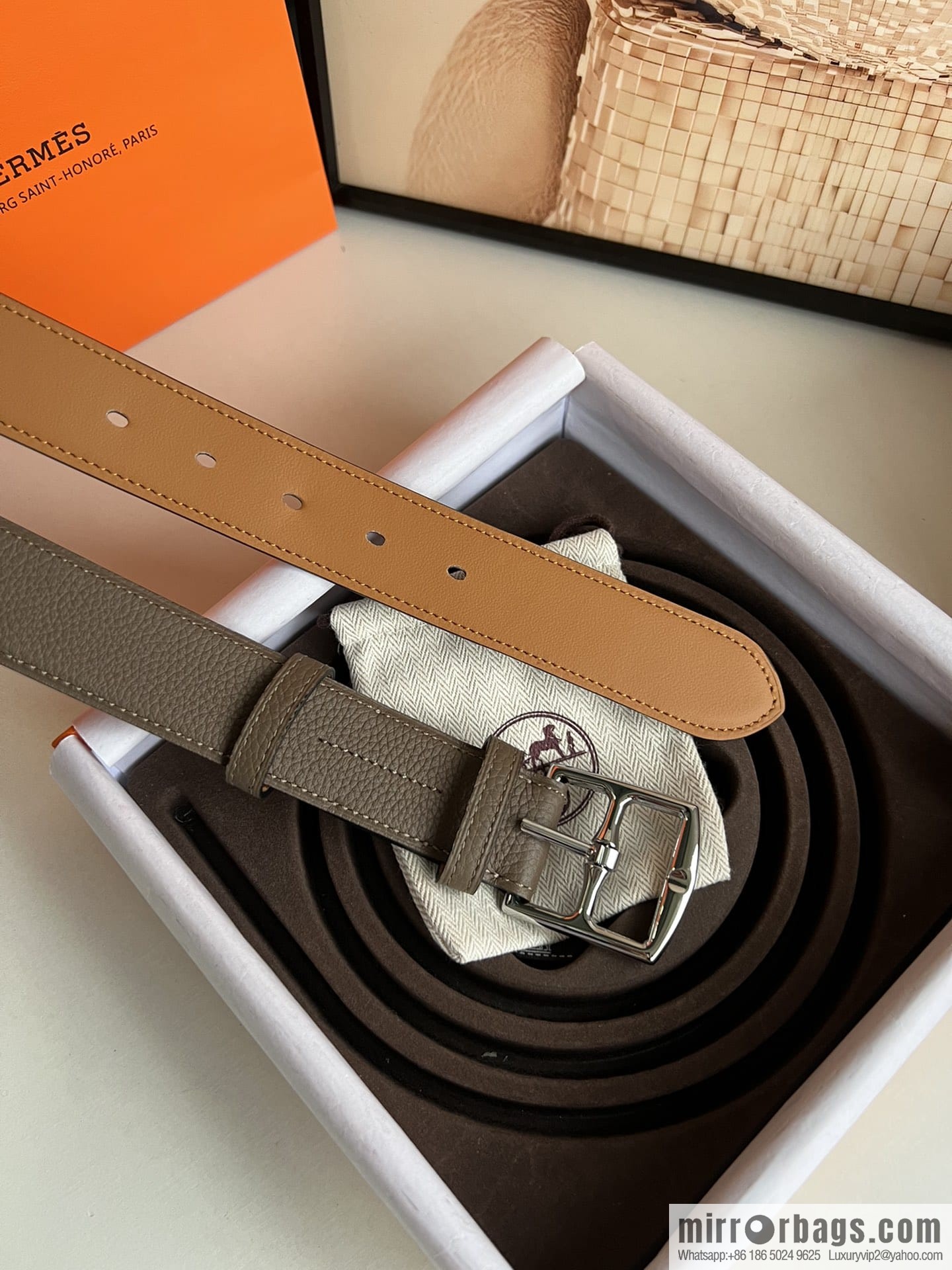 HERMES/Hermès, stylish and comfortable pin buckle cowhide belt 35mm