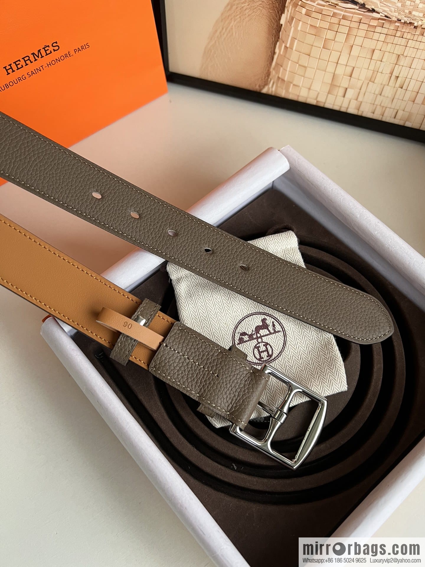 HERMES/Hermès, stylish and comfortable pin buckle cowhide belt 35mm