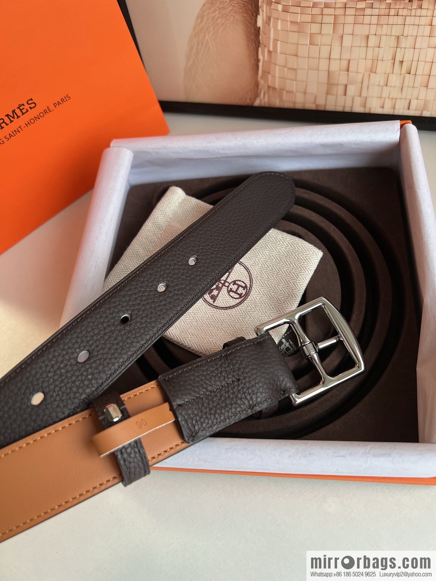 HERMES/Hermès, stylish and comfortable pin buckle cowhide belt 35mm