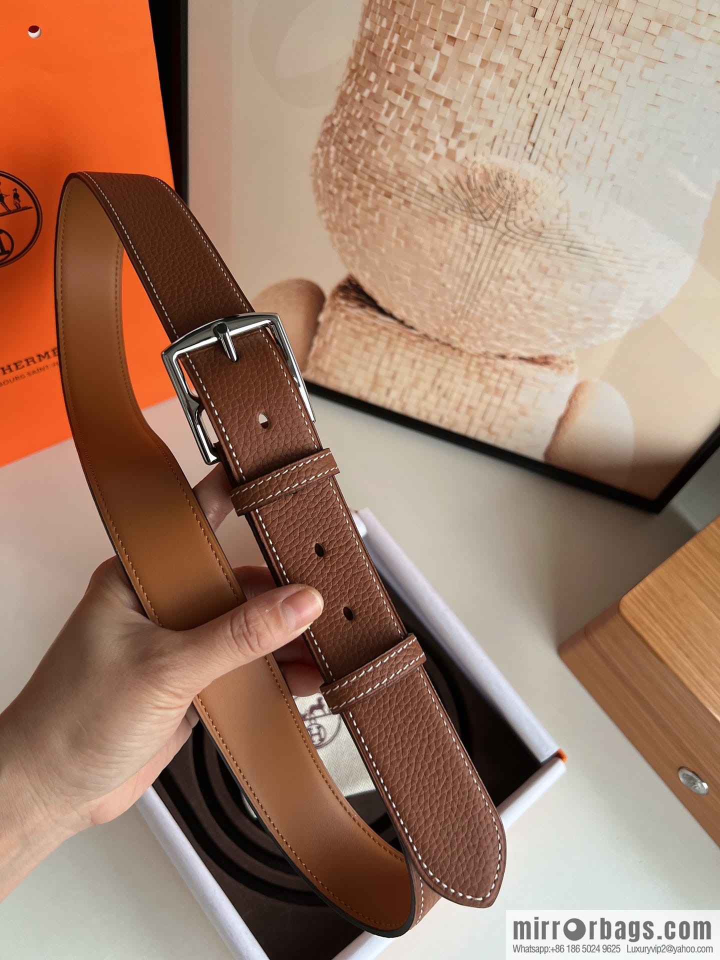 HERMES/Hermès, stylish and comfortable pin buckle cowhide belt 35mm