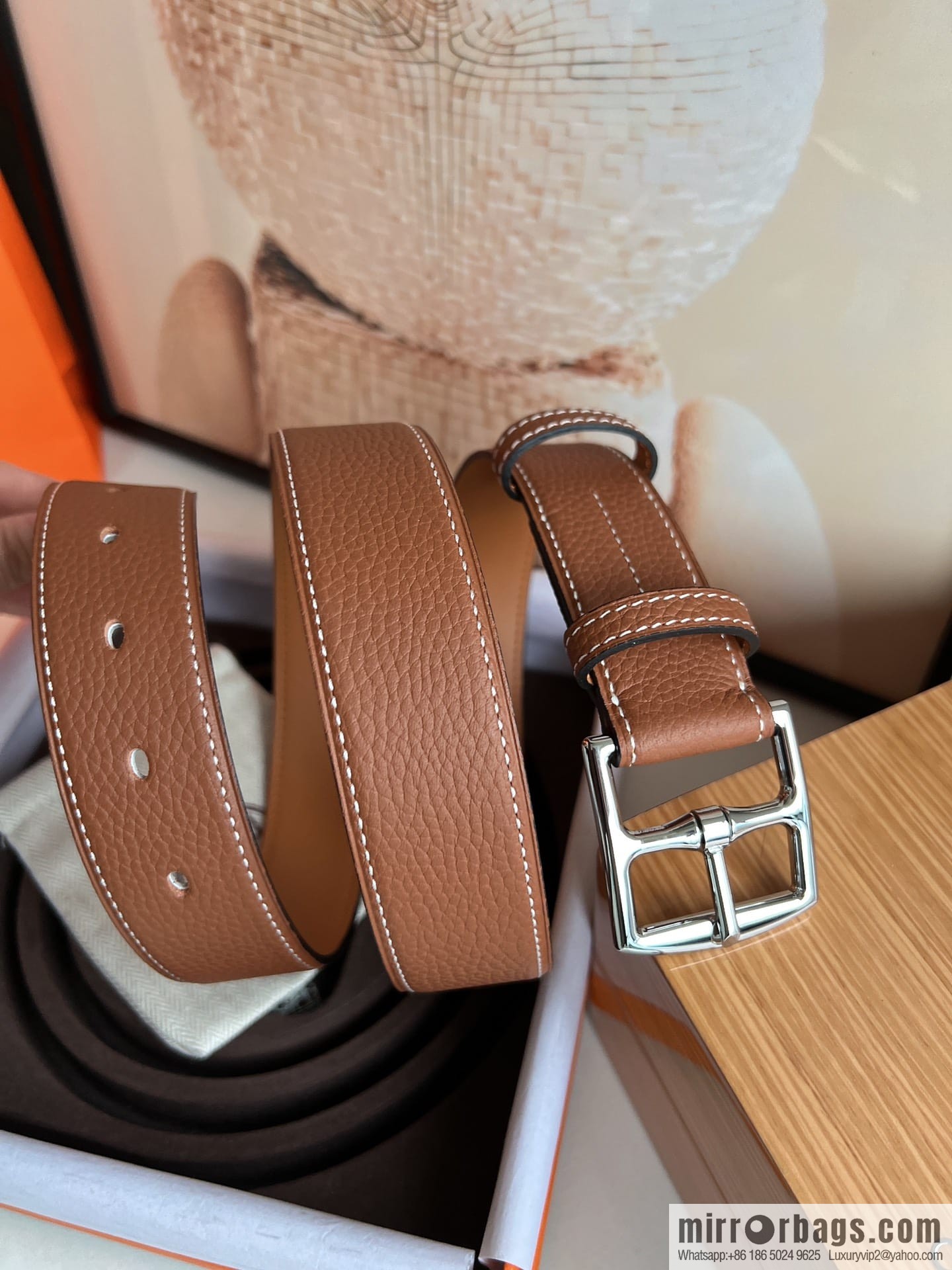 HERMES/Hermès, stylish and comfortable pin buckle cowhide belt 35mm