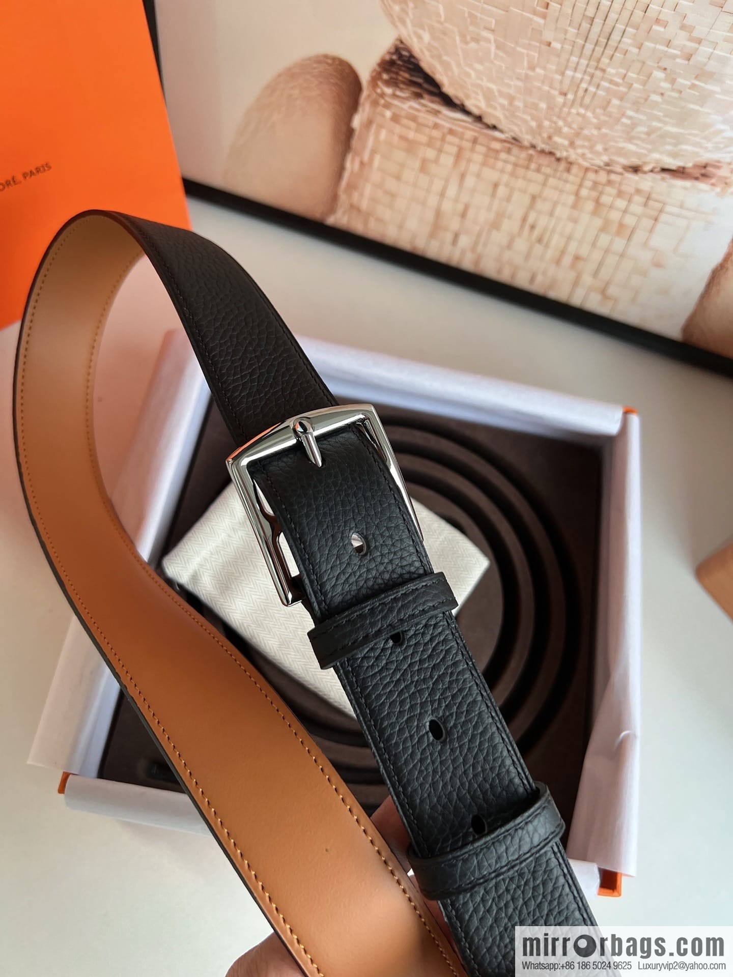 HERMES/Hermès, stylish and comfortable pin buckle cowhide belt 35mm