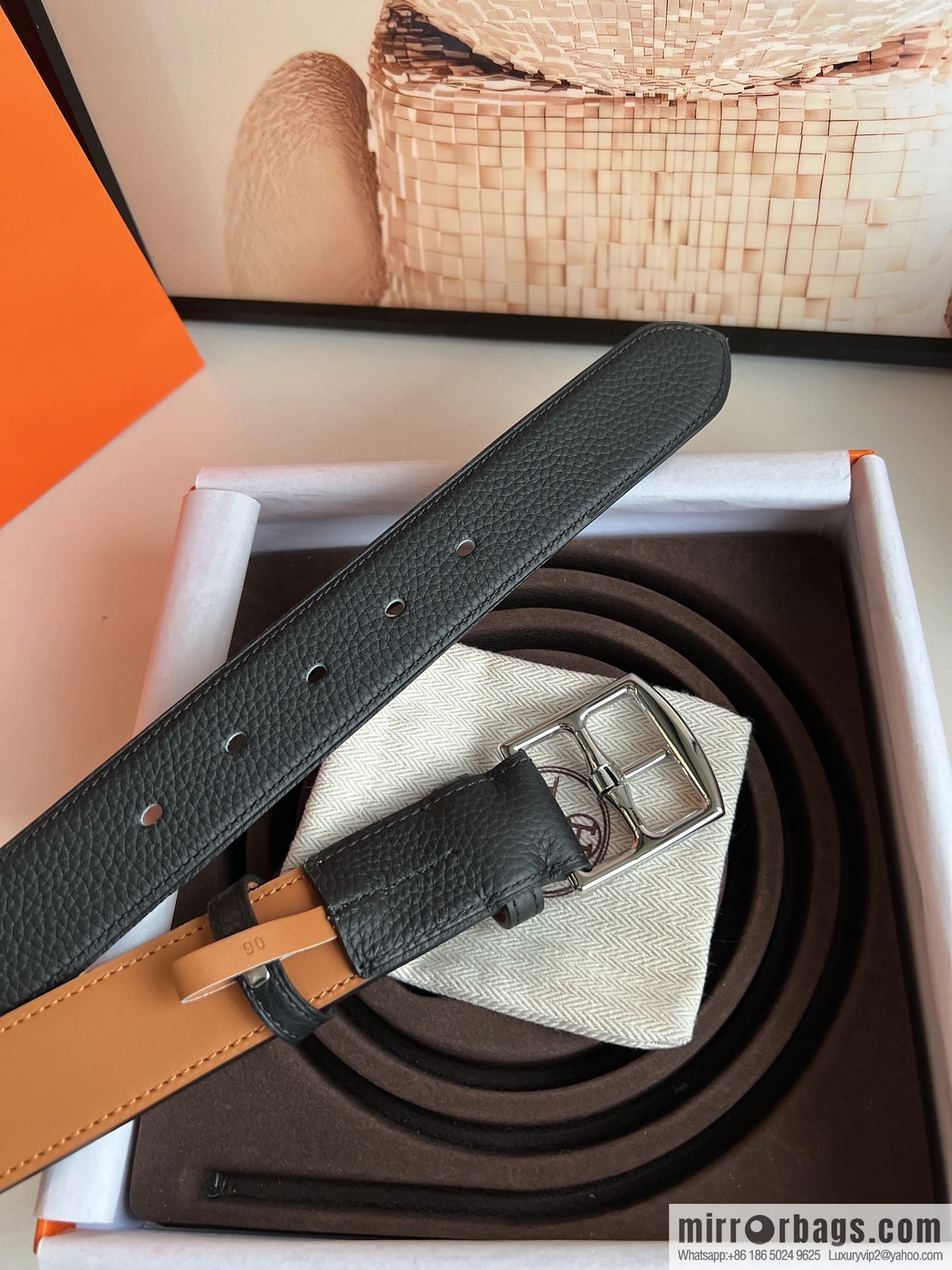 HERMES/Hermès, stylish and comfortable pin buckle cowhide belt 35mm