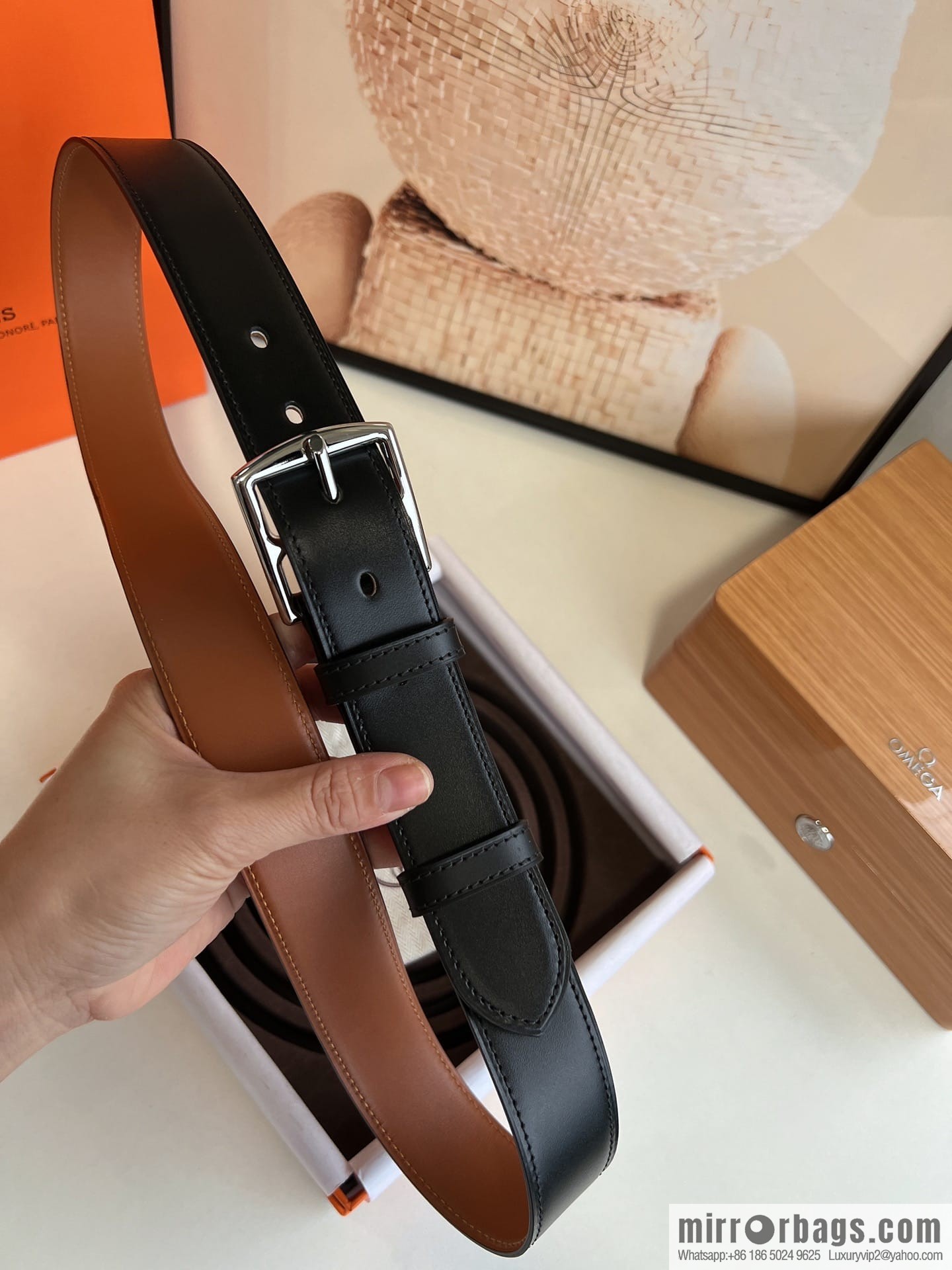 HERMES/Hermès, stylish and comfortable pin buckle cowhide belt 35mm