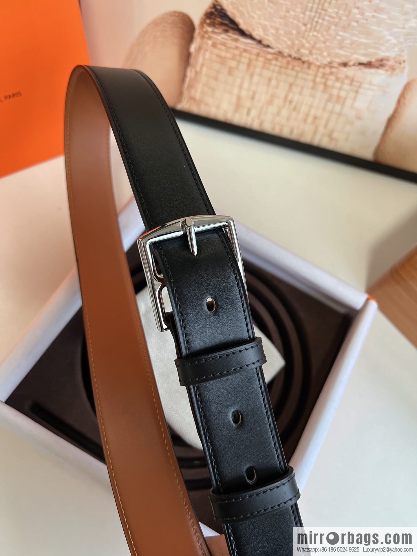 HERMES/Hermès, stylish and comfortable pin buckle cowhide belt 35mm