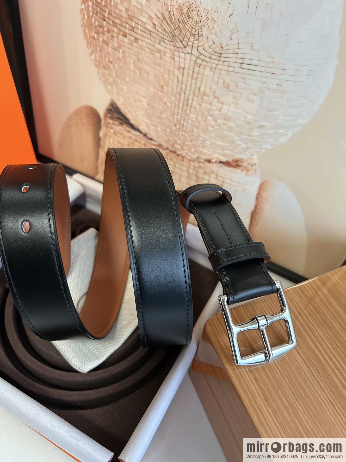 HERMES/Hermès, stylish and comfortable pin buckle cowhide belt 35mm