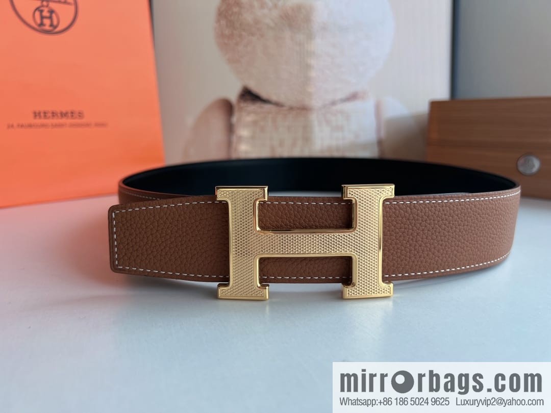 Hermes Togo Leather Double Sided Leather Belt 38mm