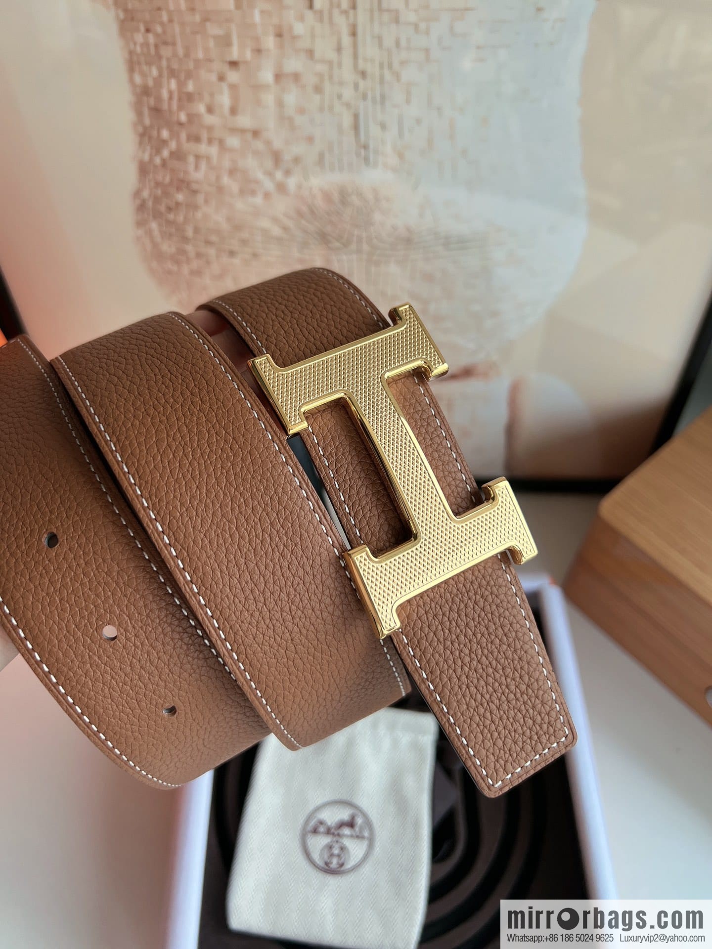 Hermes Togo Leather Double Sided Leather Belt 38mm