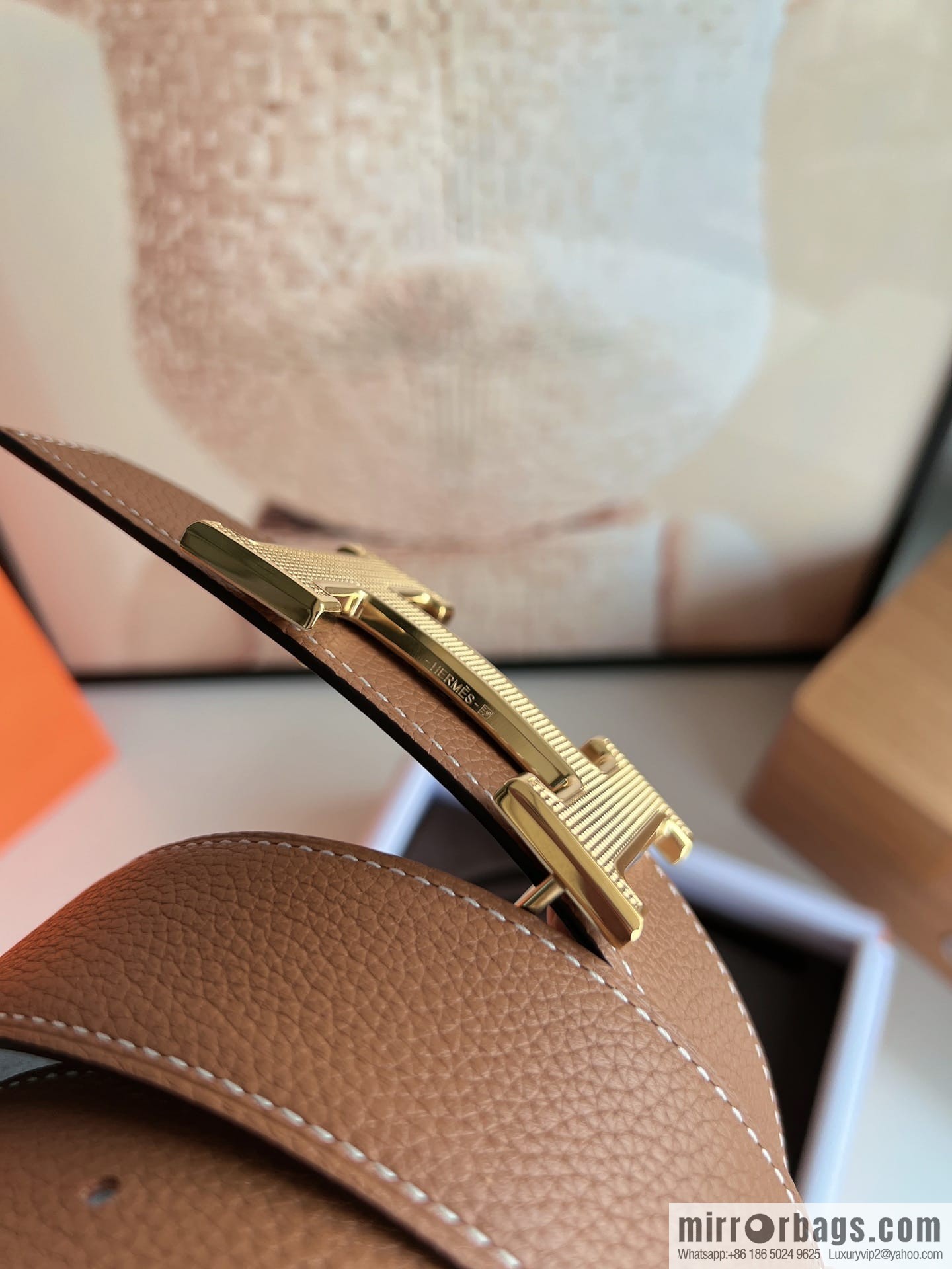 Hermes Togo Leather Double Sided Leather Belt 38mm