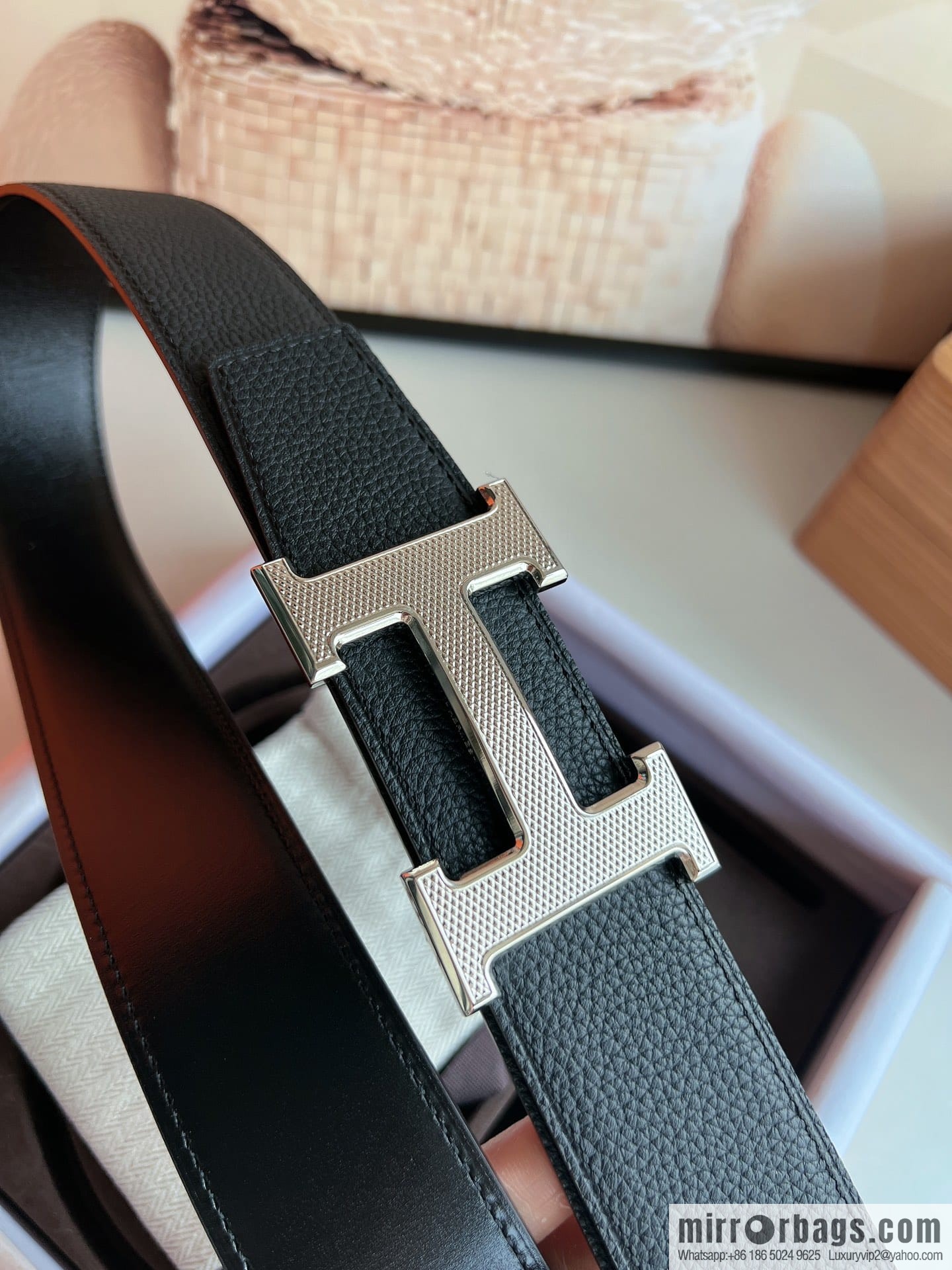 Hermes Togo Leather Double Sided Leather Belt 38mm