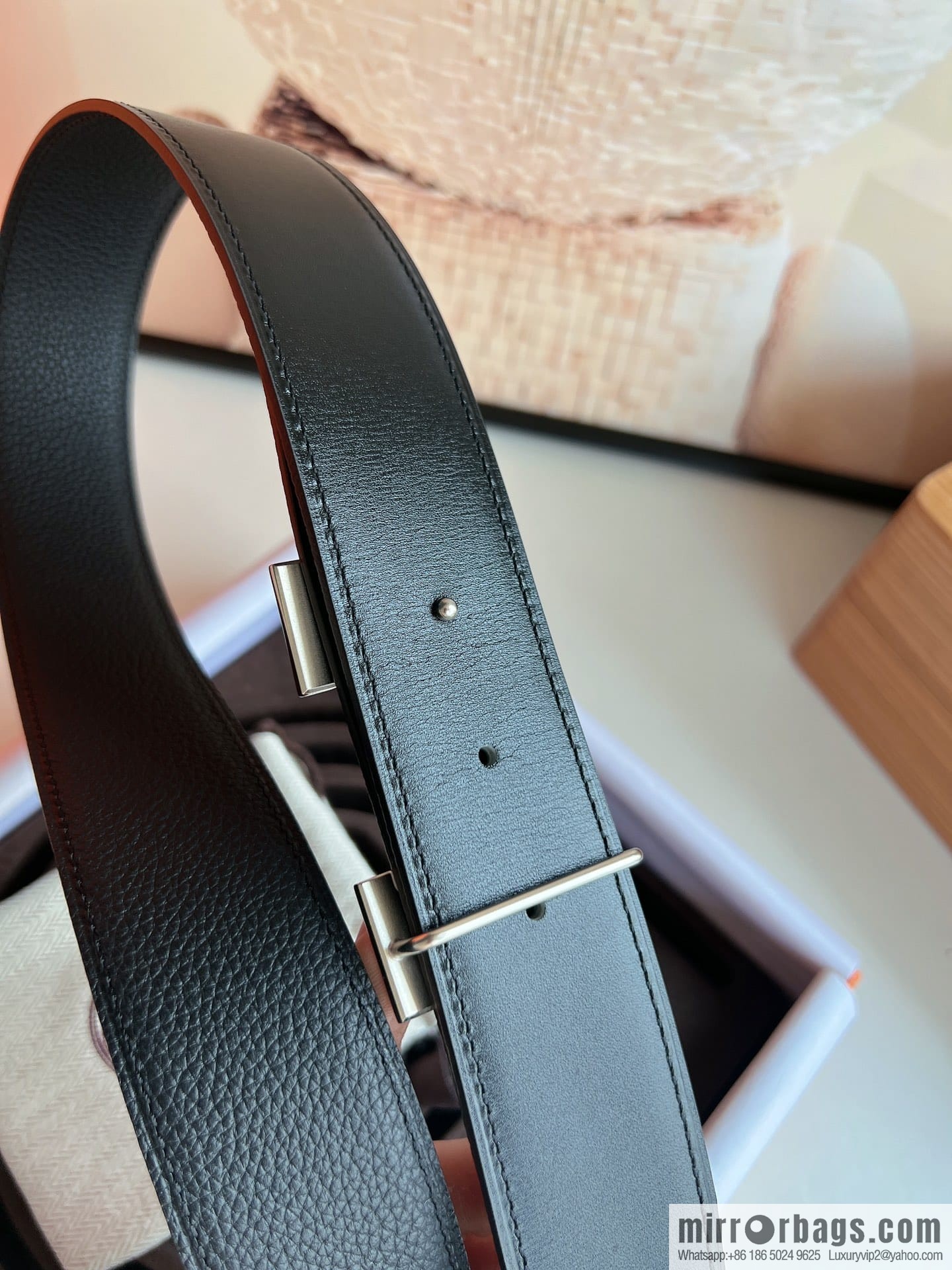 Hermes Togo Leather Double Sided Leather Belt 38mm