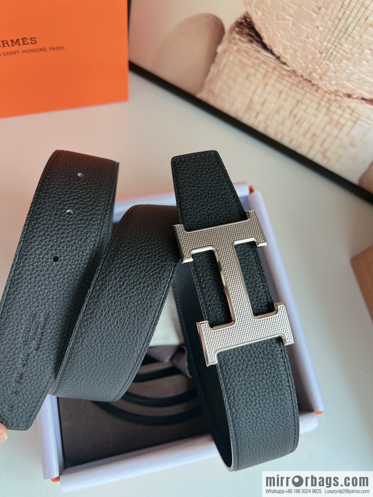 Hermes Togo Leather Double Sided Leather Belt 38mm