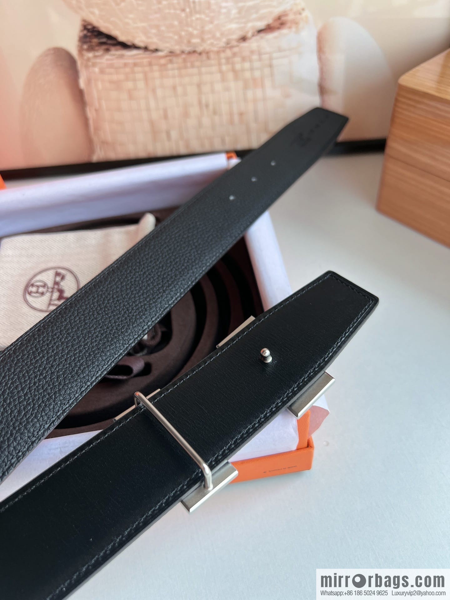 Hermes Togo Leather Double Sided Leather Belt 38mm