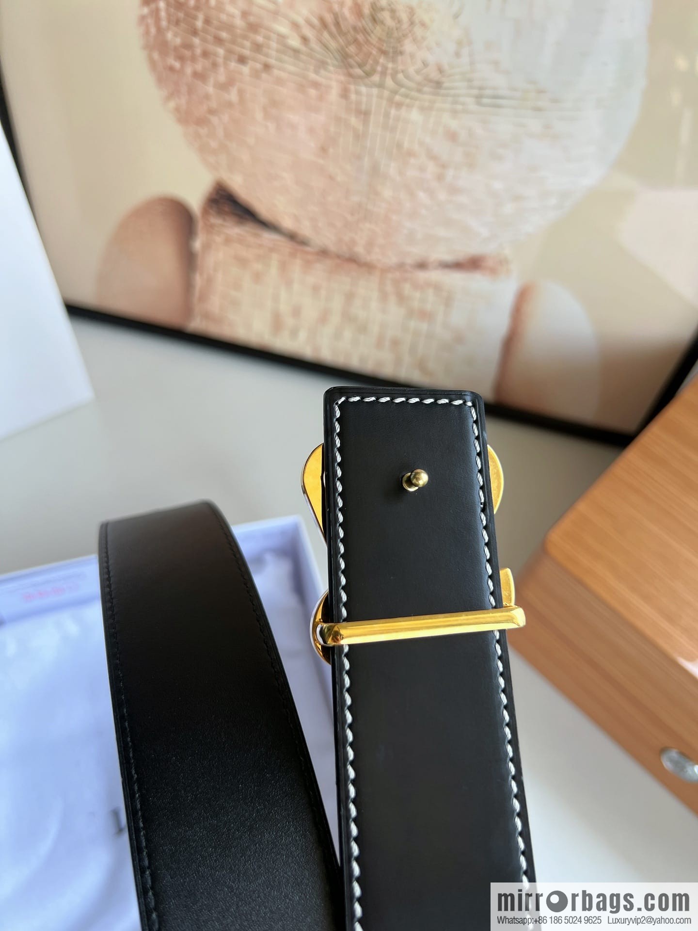 Loewe stainless steel logo inlaid diamond buckle combined with the first layer of cowhide double-sided external boutique belt 3.8cm