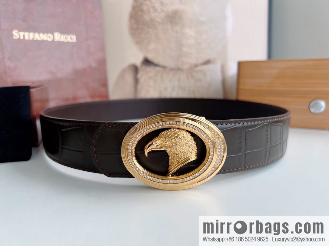 Stefano. Ricci Stephen, stainless steel hand-carved craft eagle head 3.8cm belt