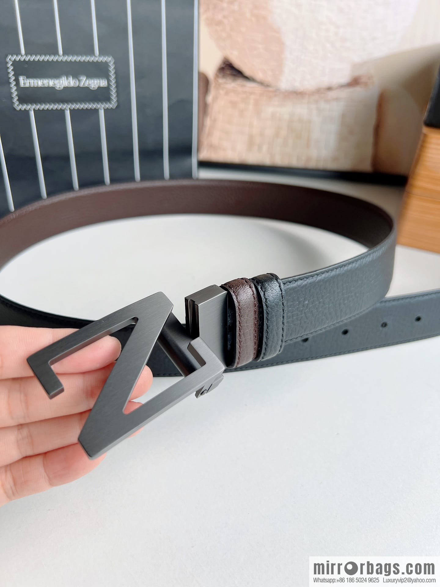 Zegna ZEGNA Boutique Logo Belt Buckle Men's 3.5cm Belt