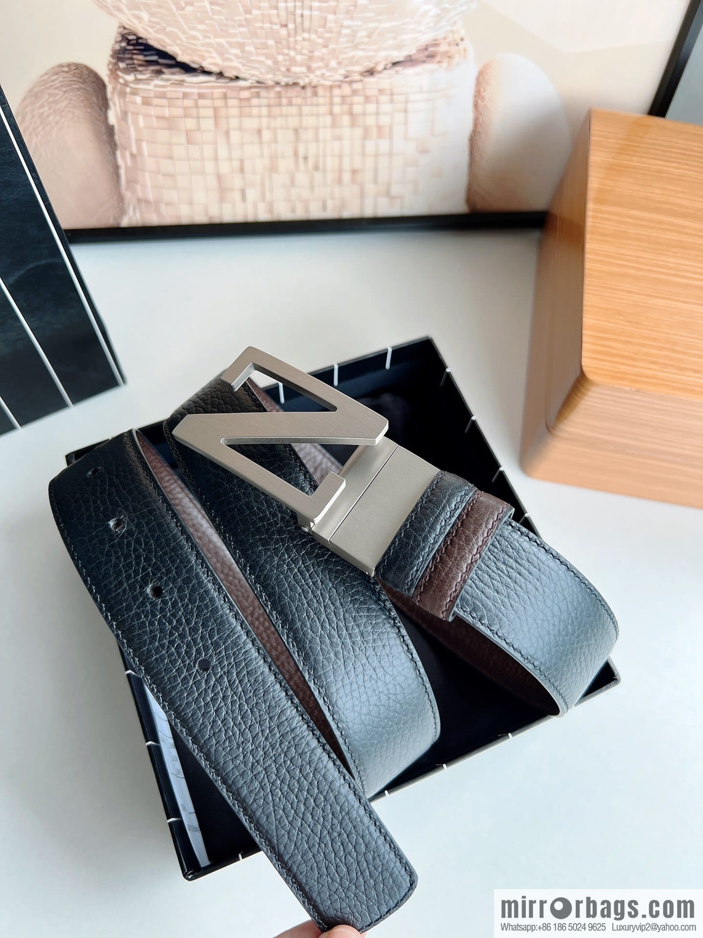 Zegna ZEGNA Boutique Logo Belt Buckle Men's 3.5cm Belt