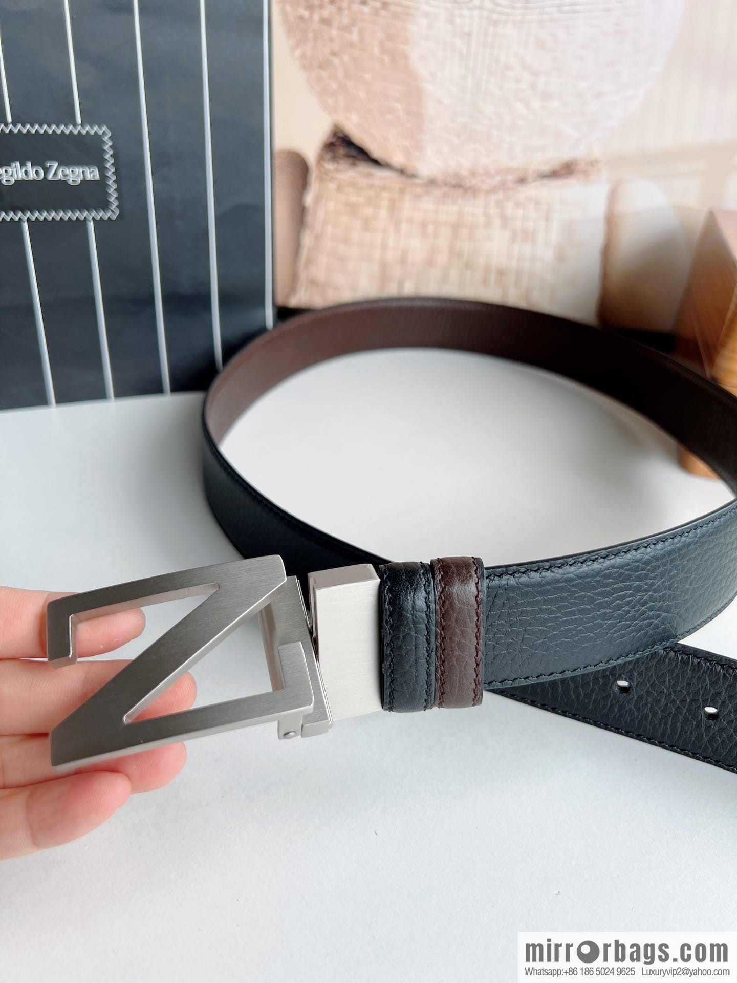 Zegna ZEGNA Boutique Logo Belt Buckle Men's 3.5cm Belt