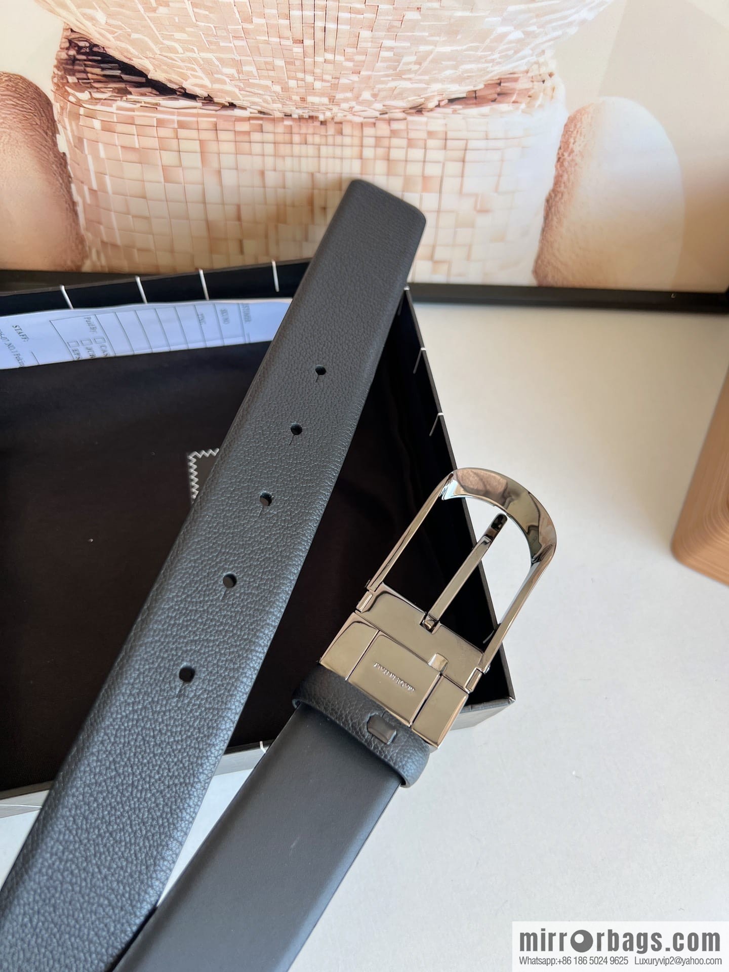 Zegna, black imported cowhide material belt men 3.5cm