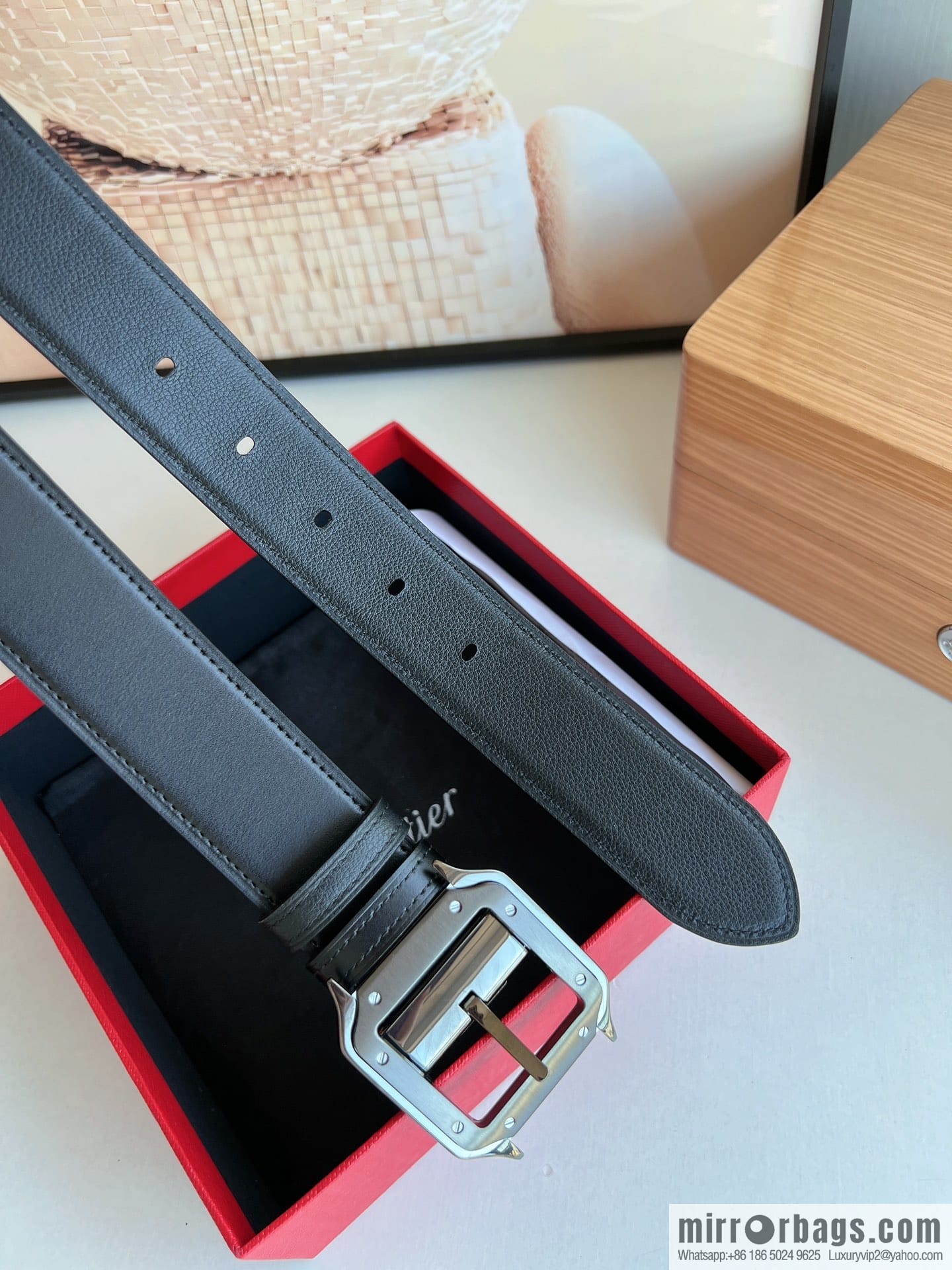 Cartier, textured cowhide double-sided men's belt