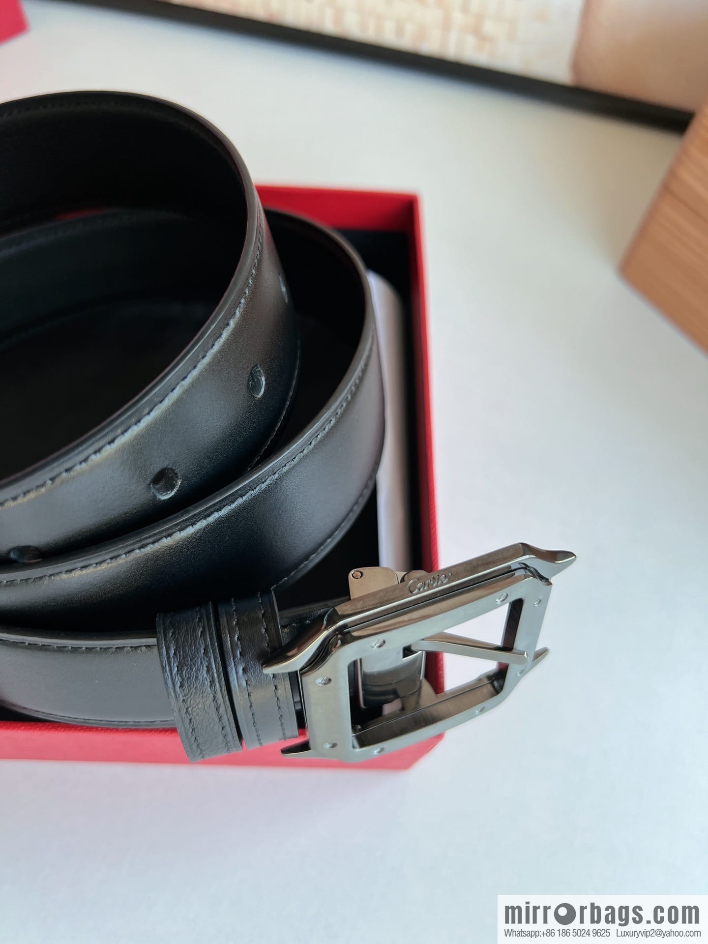 Cartier, textured cowhide double-sided men's belt