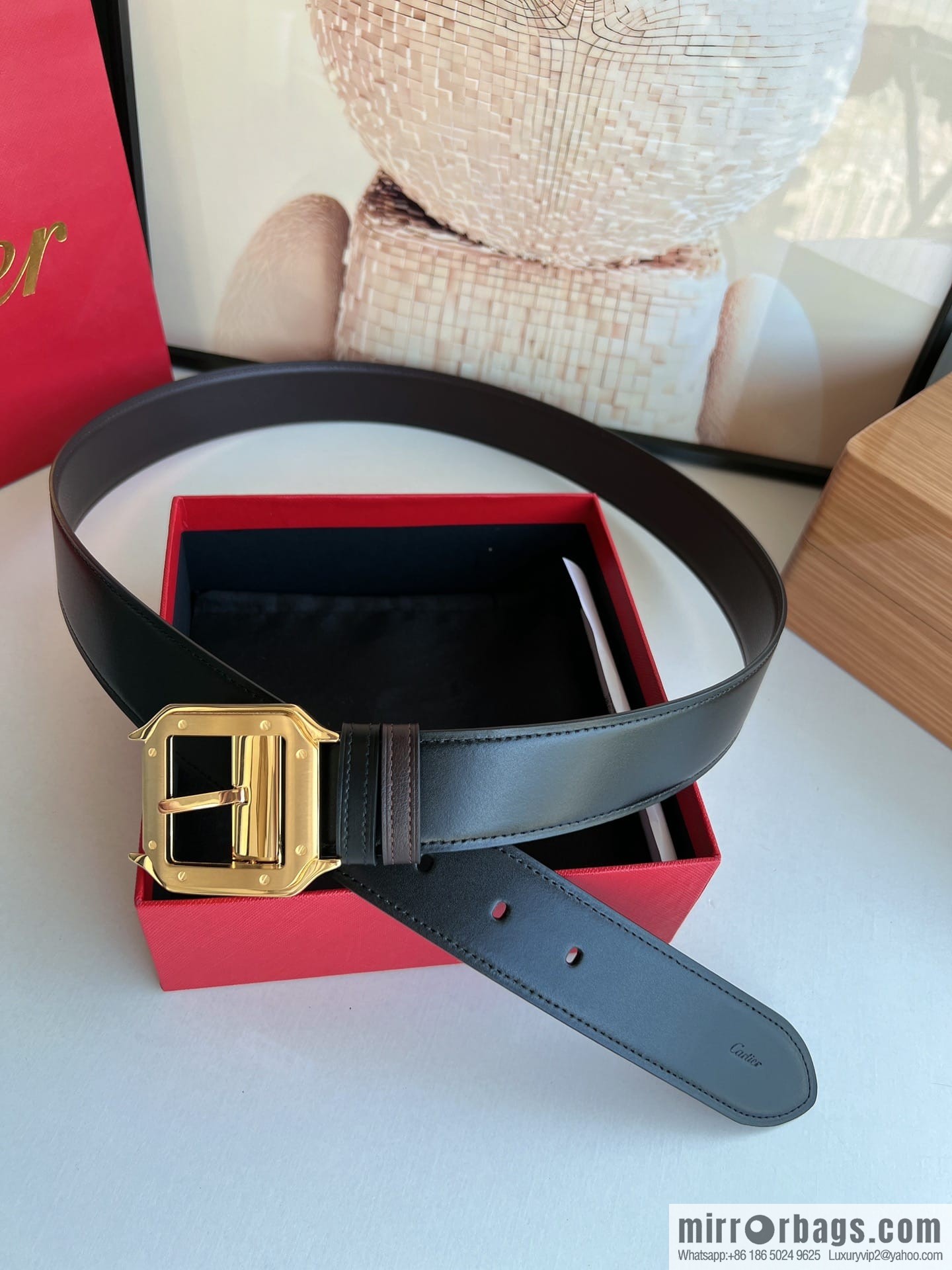 Cartier, textured cowhide double-sided men's belt