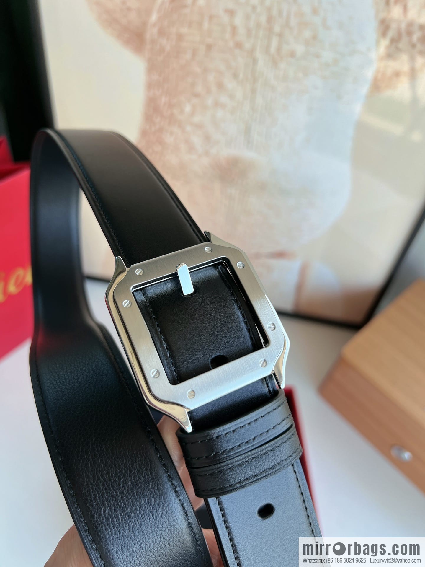 Cartier, textured cowhide double-sided men's belt