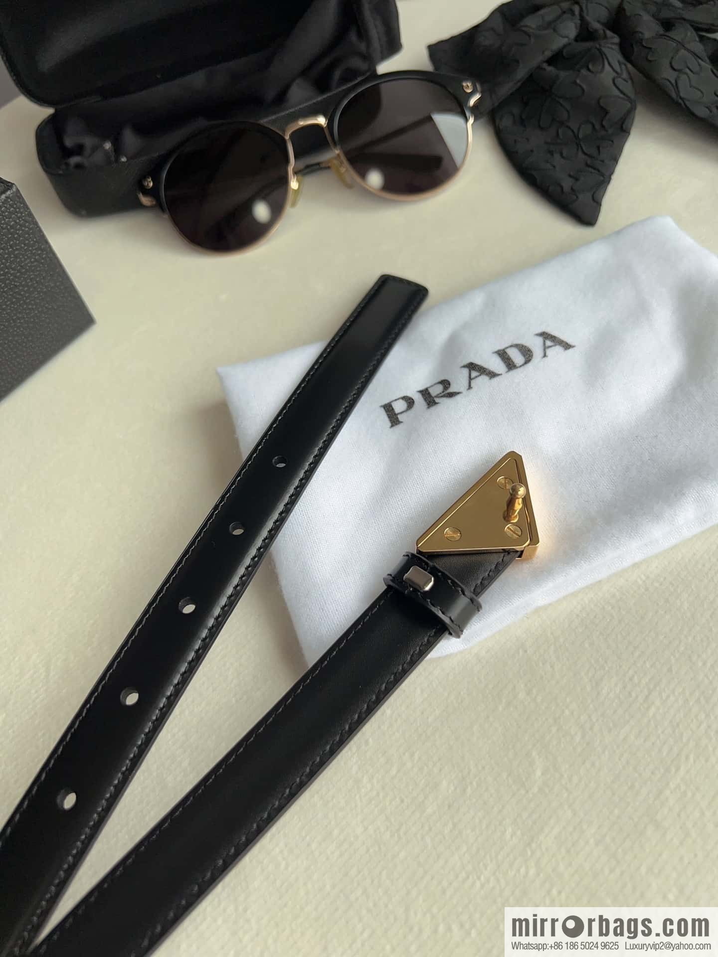 PRADA, metal buckle with iconic triangular logo women's 2.0cm belt
