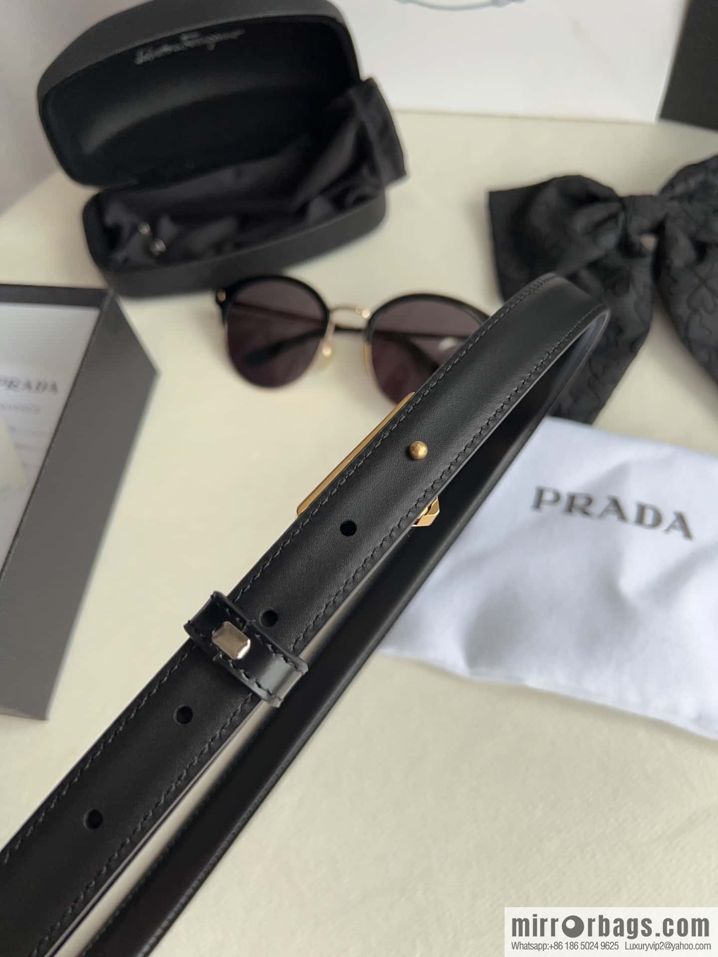 PRADA, metal buckle with iconic triangular logo women's 2.0cm belt