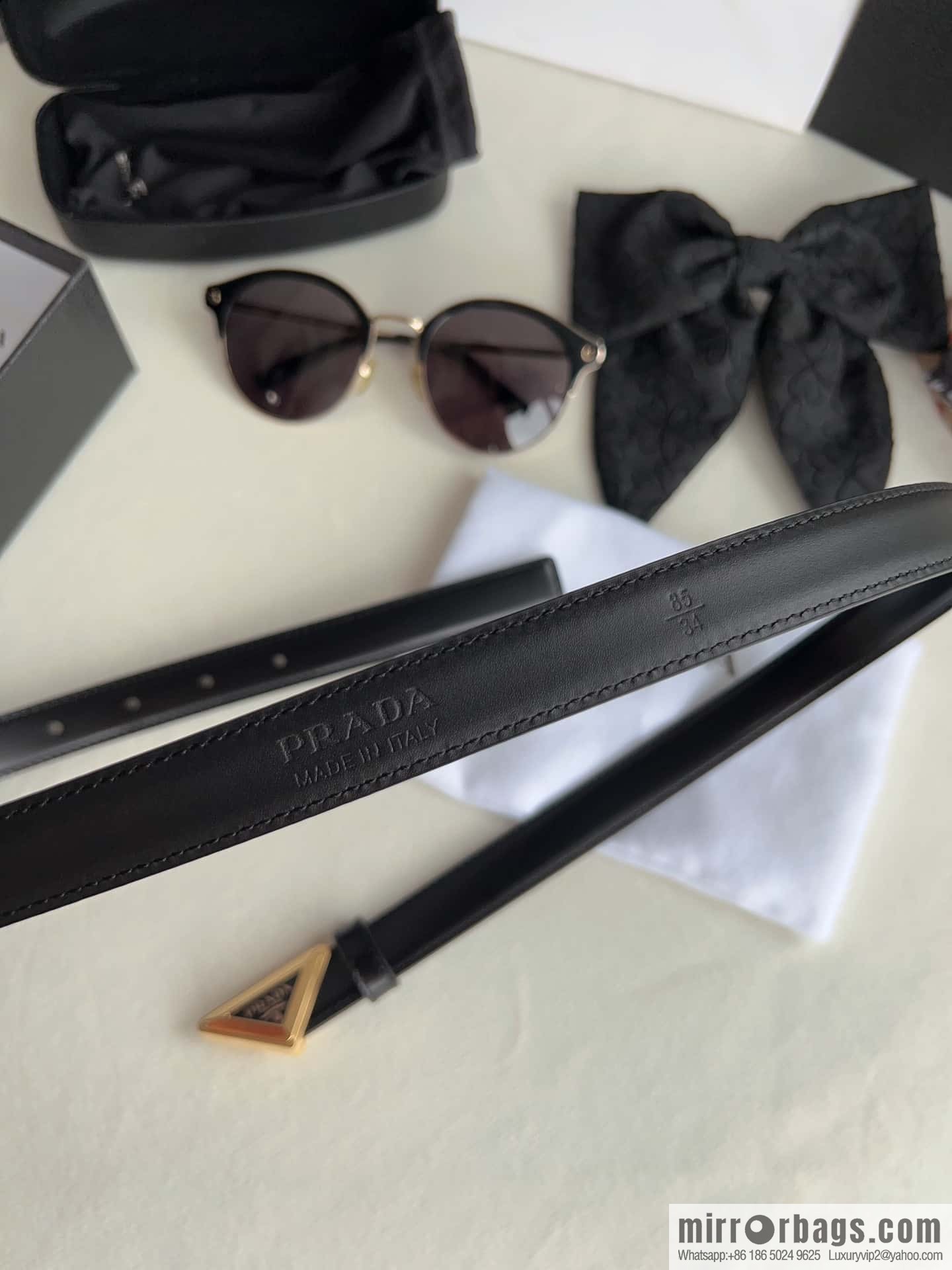 PRADA, metal buckle with iconic triangular logo women's 2.0cm belt