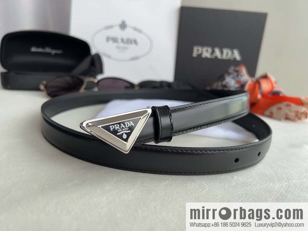 PRADA, metal buckle with iconic triangular logo women's 2.0cm belt