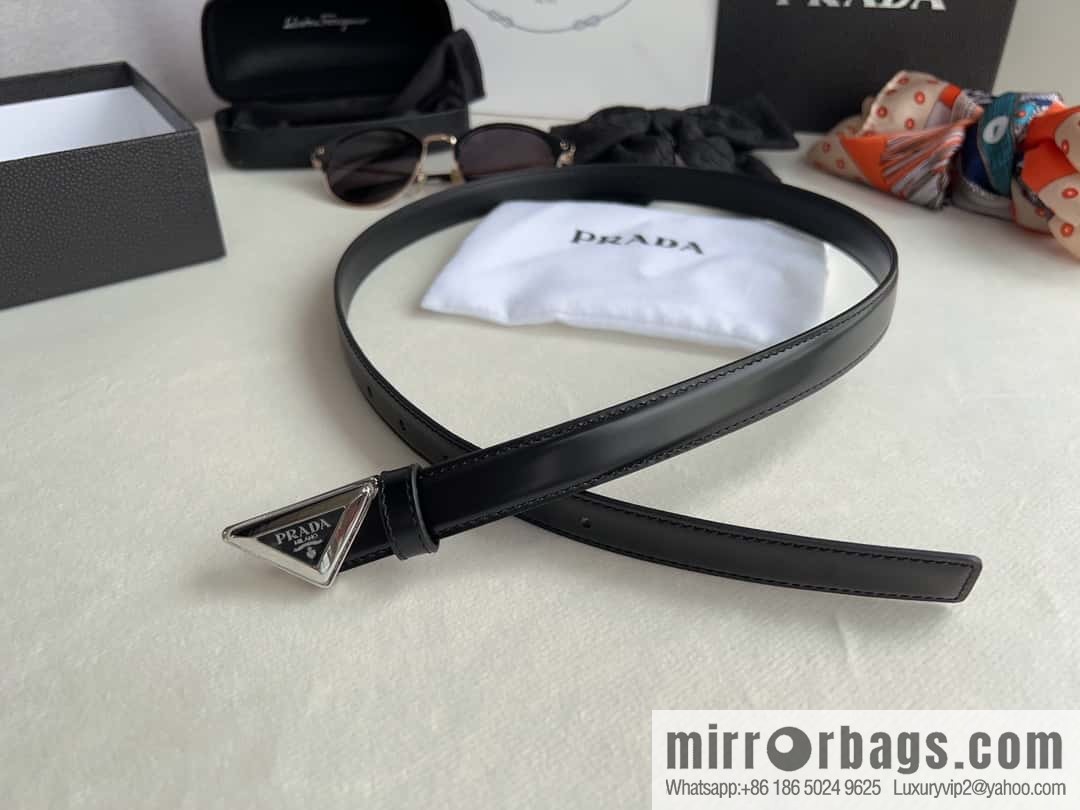 PRADA, metal buckle with iconic triangular logo women's 2.0cm belt