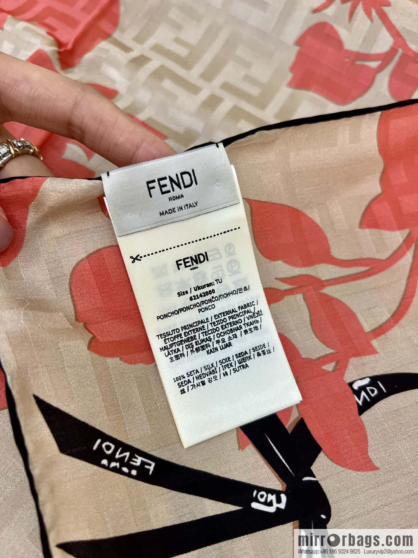Fendi 100% silk Roses scarf