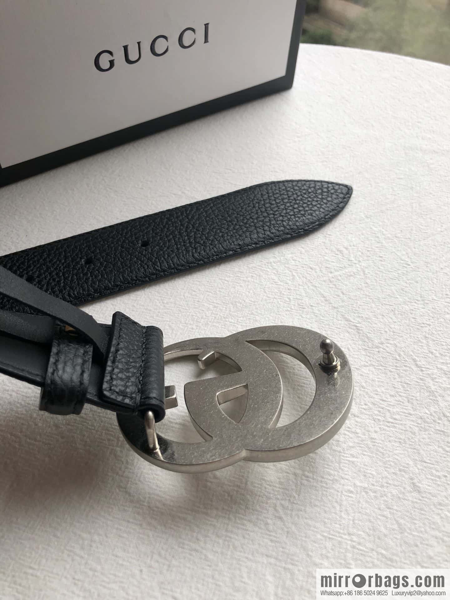 GUCCI logo retro design belt original lychee texture 4.0cm belt