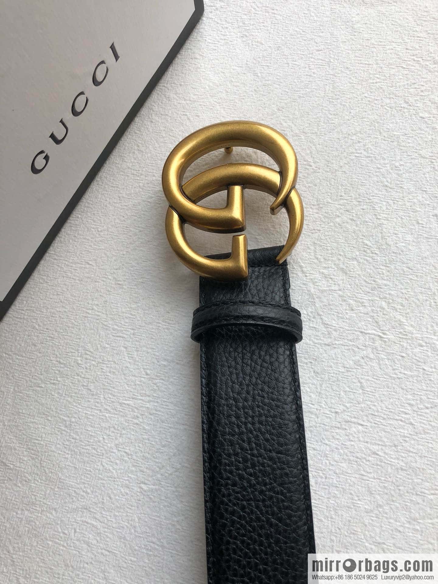 GUCCI logo retro design belt original lychee texture 4.0cm belt