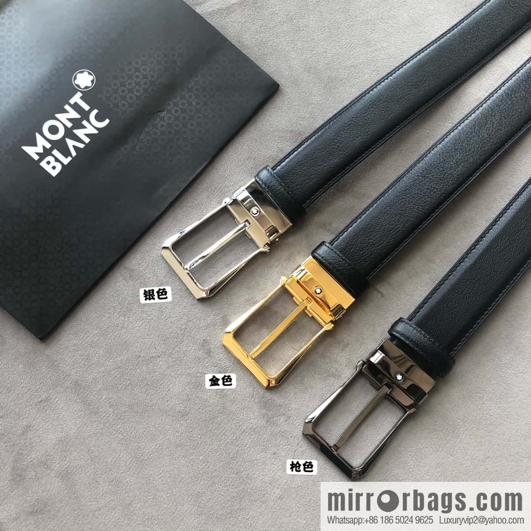 MONTBLANC Montblanc 3.5cm delicate needle metal buckle, first layer cowhide belt