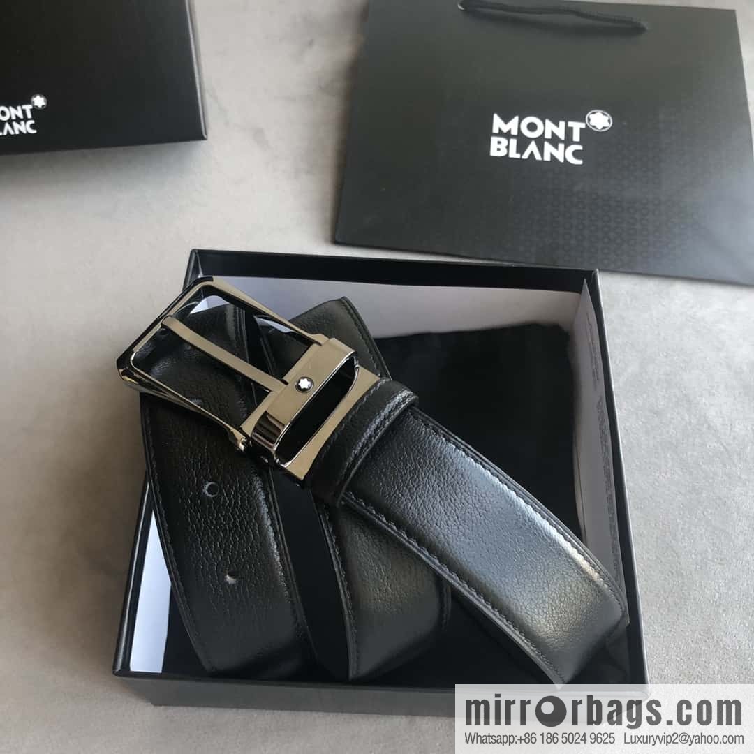 MONTBLANC Montblanc 3.5cm delicate needle metal buckle, first layer cowhide belt
