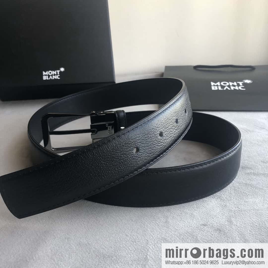 MONTBLANC Montblanc 3.5cm delicate needle metal buckle, first layer cowhide belt