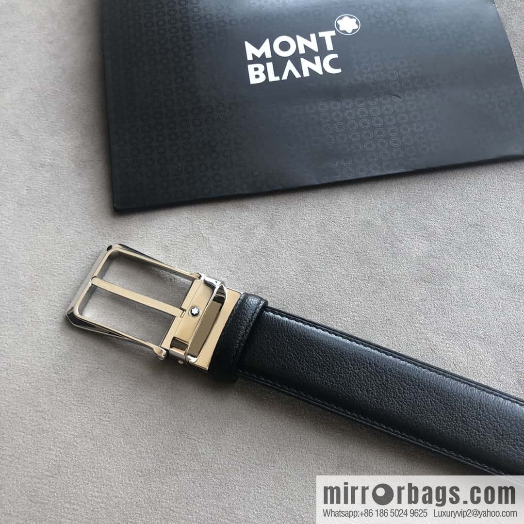 MONTBLANC Montblanc 3.5cm delicate needle metal buckle, first layer cowhide belt
