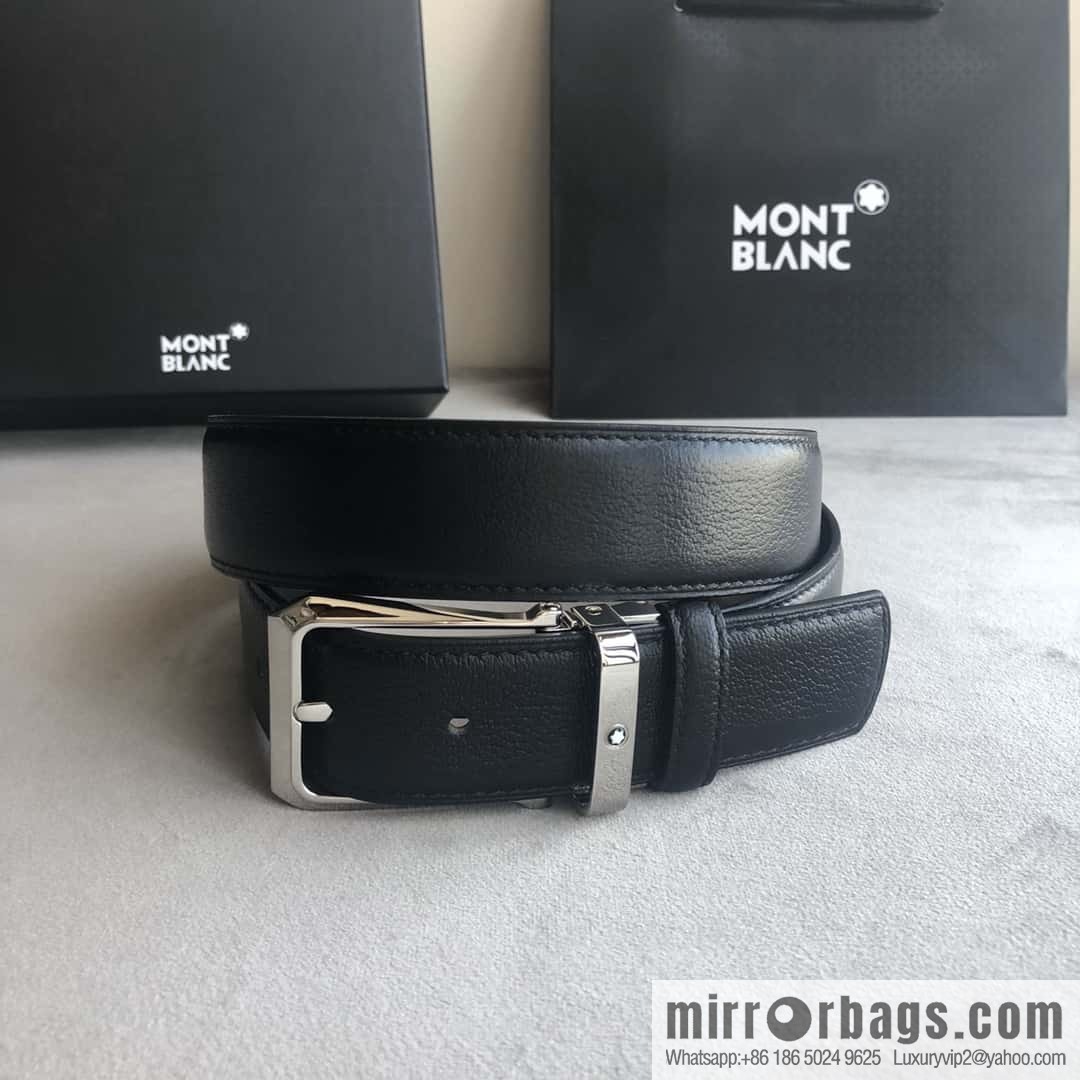MONTBLANC Montblanc 3.5cm delicate needle metal buckle, first layer cowhide belt