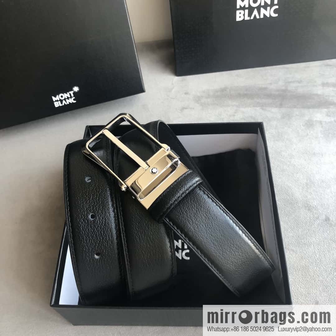 MONTBLANC Montblanc 3.5cm delicate needle metal buckle, first layer cowhide belt