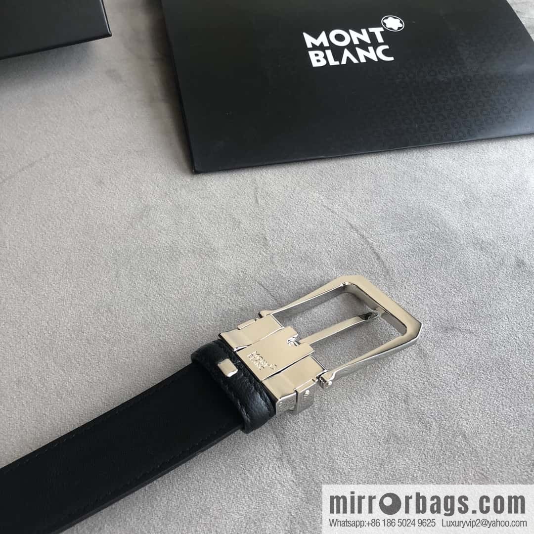 MONTBLANC Montblanc 3.5cm delicate needle metal buckle, first layer cowhide belt