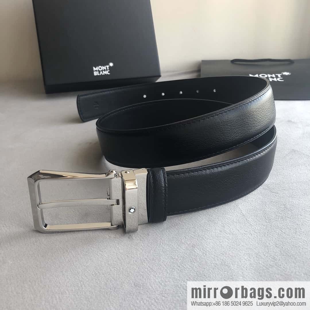 MONTBLANC Montblanc 3.5cm delicate needle metal buckle, first layer cowhide belt