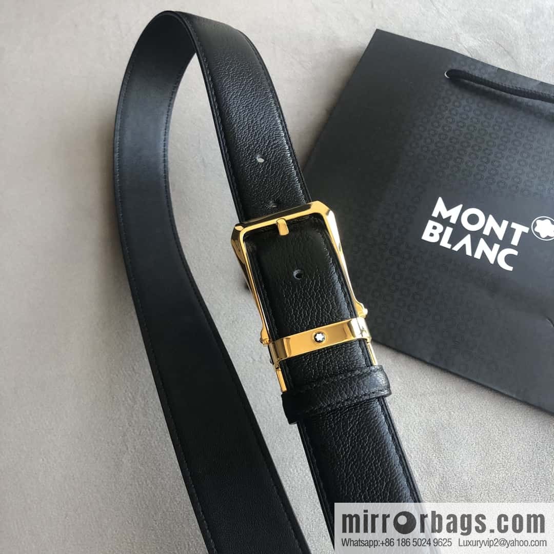 MONTBLANC Montblanc 3.5cm delicate needle metal buckle, first layer cowhide belt