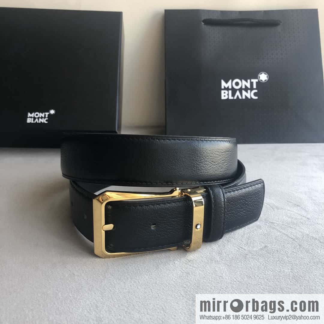MONTBLANC Montblanc 3.5cm delicate needle metal buckle, first layer cowhide belt