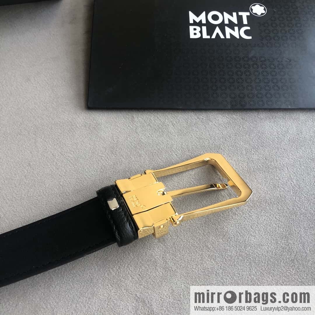 MONTBLANC Montblanc 3.5cm delicate needle metal buckle, first layer cowhide belt