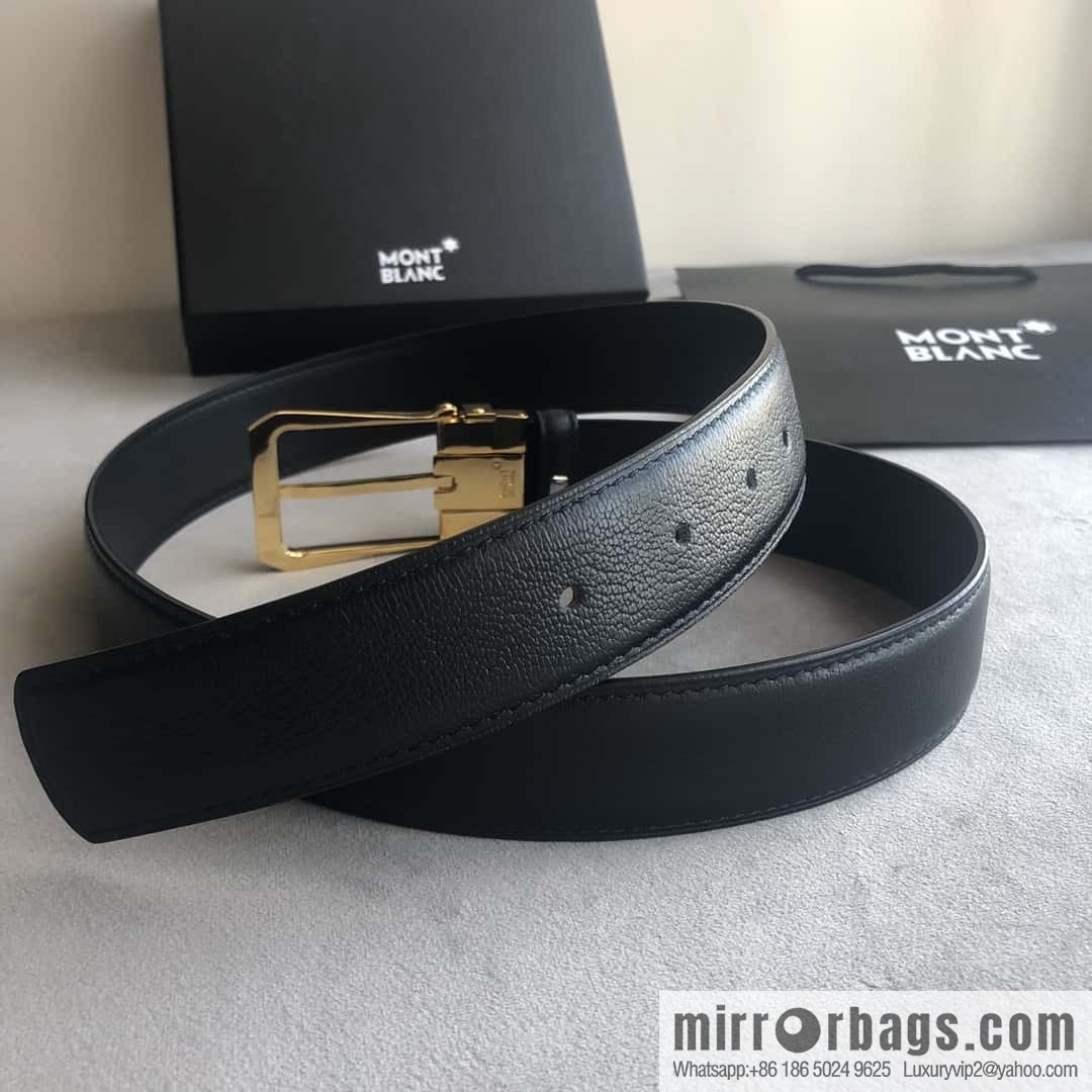 MONTBLANC Montblanc 3.5cm delicate needle metal buckle, first layer cowhide belt