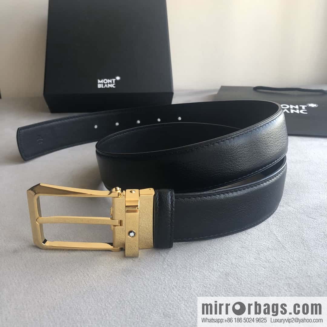 MONTBLANC Montblanc 3.5cm delicate needle metal buckle, first layer cowhide belt